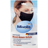 Mivolis Medical Mundschutz für Erwachsene (schwarz), 10 Stück