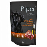 Wet food for dogs with chicken hearts and brown rice Adult, 500 g, Pepper