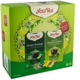 Thé vert énergétique biologique + Thé Matcha vert biologique au citron, 17 sachets + 17 sachets, Yogi Tea