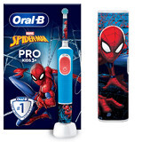Brosse à dents électrique Vitality Pro Kids Spider-Man + kit de voyage pour les enfants de 3 ans et plus, Oral-B