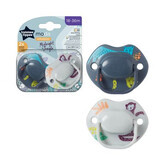 Sucettes orthodontiques Fashion, 18 - 36 mois, Vert / Blanc, 2 pièces, Tommee Tippee