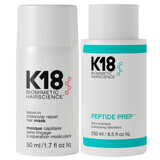Peptide Prep Detox Confezione Shampoo Detossinante, 250 ml + Maschera Riparatrice Leave In, 50 ml, K18