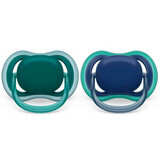 Succhietti Philips Avent Ultra Air, 6-18 mesi, 2 pezzi, Verde e Blu, SCF085/31, Philips