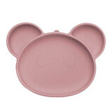 Panda suction cup silicone plate, 6 months+, Old Rose, Appekids