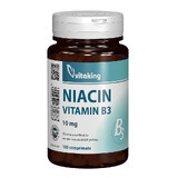 Vitamine B3 (niacine), 10 mg, 100 comprimés, Vitaking