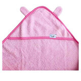 Serviette de bain avec oreilles de bébé, 100x100 cm, Rose, Tuxi Brands