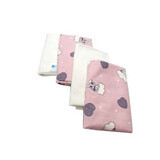 Set of 4 baby diapers, White and Pink, 70x80 cm, Baltic Bebe