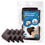 Set of 4 soft corner protectors, 3.17x5.3x2.1 cm, Brown, Sipo