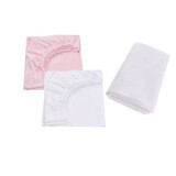 Lot de 2 draps de lit + housse imperméable, 120x60 cm, blanc/rouge, Fic Baby