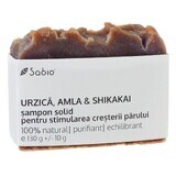 Shampooing solide pour la stimulation de la croissance des cheveux avec de l'ortie, de l'amla et du shikakai, 130 g, Sabio