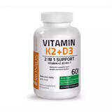 Vitamine K2 90 mcg + Vitamine D3 5000 IU, 60 gélules, Bronson Laboratories