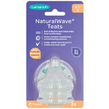 Lansinoh mOmma NaturalWave Baby Bottle Teat Silicone Slow Flow 0-3 Months 2 Pack