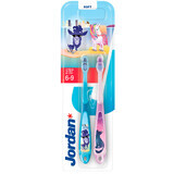 Jordan Step by Step, Brosse à dents pour enfants, 6-9 ans, souple, 2 pièces