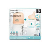 Suavinex Zero Zero set, biberon anti-colique, avec tétine à débit réglable et pochette de rechange, dès la naissance, 180 ml