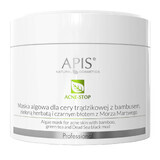 Apis Professional Acne-Stop, masque aux algues pour les peaux acnéiques avec du bambou, du thé vert et de la boue noire de la Mer Morte, 100 g