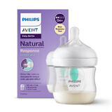 Avent Natural Response, biberon avec tétine réactive, avec valve AirFree, débit 2, SCY670/01, dès la naissance, 125 ml 