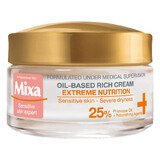 Crème nourrissante à base d'huile Extreme Nutrition pour peaux sensibles et sèches, 50 ml, Mixa
