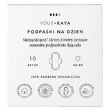 Your KAYA, serviettes hygiéniques en coton biologique, avec ailettes, jour, 10 pièces