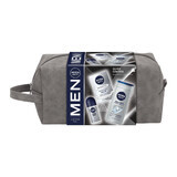 Kit Nivea Men Silver Control, baume après-rasage, antibactérien, 100 ml + roll-on anti-transpiration, 48h, 50 ml + gel douche 3-en-1 pour le visage, le corps et les cheveux, 250 ml