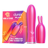 Durex Play Vibe &amp; Tease, vibrateur 2-en-1 avec embout stimulant