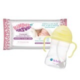 Set Kinder by Nature, lingettes humides, 56 pièces + B.Box, biberon avec paille, Gelato Banana Split, 240 ml