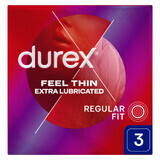 Durex Fetherlite Elite, préservatifs avec plus de lubrifiant, plus fins, 3 pièces