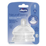 Chicco, NaturalFeeling tétine de biberon 6m +, flux de bouillie, après 6 mois, 2 pièces