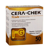 Cera-Chek 1 Code, bandelettes réactives pour la surveillance de la glycémie, 50 unités