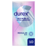 Durex Invisible, préservatifs extra humidifiés, super fins, 10 pièces