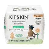 Kit&amp;Kin, couches jetables, biodégradables, taille 3, 6 -10 kg, 32 pièces