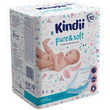 Kindii Pure &amp; Soft, coussinets pour bébés, jetables, 60 cm x 60 cm, 10 pièces