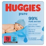 Huggies Pure, lingettes humides pour bébés, 3 x 56 pcs