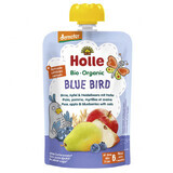 Holle, Mousse de frutas en tubo, Pájaro azul, pera, manzana, arándano con avena, después de 6 meses, 100 g