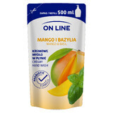 On Line, savon liquide en crème, Mangue et Basilic, bouillon, 500 ml