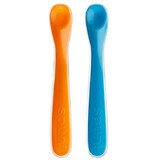 Spuni, cuillère d'alimentation, niveau 2, orange et turquoise, à partir de 8 mois, 2 pièces