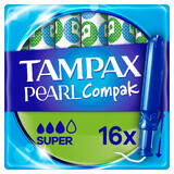 Tampax Compak Pearl, tampons hygiéniques avec applicateur, Super, 16 pièces