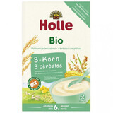 Holle 3 grains porridge Bio, céréales complètes, sans produits laitiers, après 6 mois, 250 g