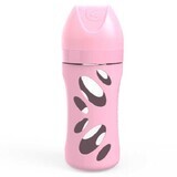 Twistshake, biberon anti-colique, verre, avec tétine M en silicone à débit moyen, rose, à partir de 2 mois, 260 ml