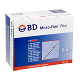 BD Micro-Fine Plus, seringue à insuline, 0,5 ml, U-100, avec aiguille 30G, 0,3 x 8 mm, 100 pièces