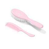 BabyOno, brosse à cheveux et peigne pour bébé, poils doux, rose, 569/03, dès la naissance