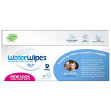 WaterWipes Bio, lingettes humides, eau, dès la naissance, 9 x 60 pcs