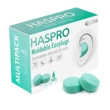 Haspro, bouchons d'oreille moulés, menthe, 12 pièces