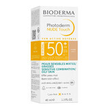 Bioderma Photoderm Nude Touch, Mineralgrundierung mit Nude-Effekt, heller Farbton, SPF 50+, 40 ml