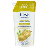 Luxja Creamy &amp; Soft, savon liquide crémeux, nourrissant, olive et yaourt, bouillon, 900 ml