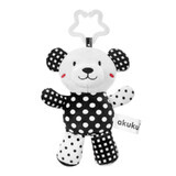 AKUKU Plush Rattle with Tag, Black and White Teddy Bear, 3 Months and Up, 1pc