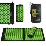 4Fizjo Tapis d'acupression, grand tapis d'acupression avec coussin, 110 cm x 42 cm, noir et vert