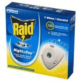 Raid Night &amp; Day Mosquitoes, Flies &amp; Ants, recharge pour insectifuge, 1 pièce