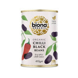 Organic black beans in canned chili sauce, 410 g, Biona