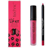 Set de rouge à lèvres et crayon à lèvres, Technic, Velvet Lip Kit, Little Fuchsia