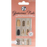 Lot de 24 faux ongles, W7, Glamorous Nails, Jingle Jungle, adhésif inclus